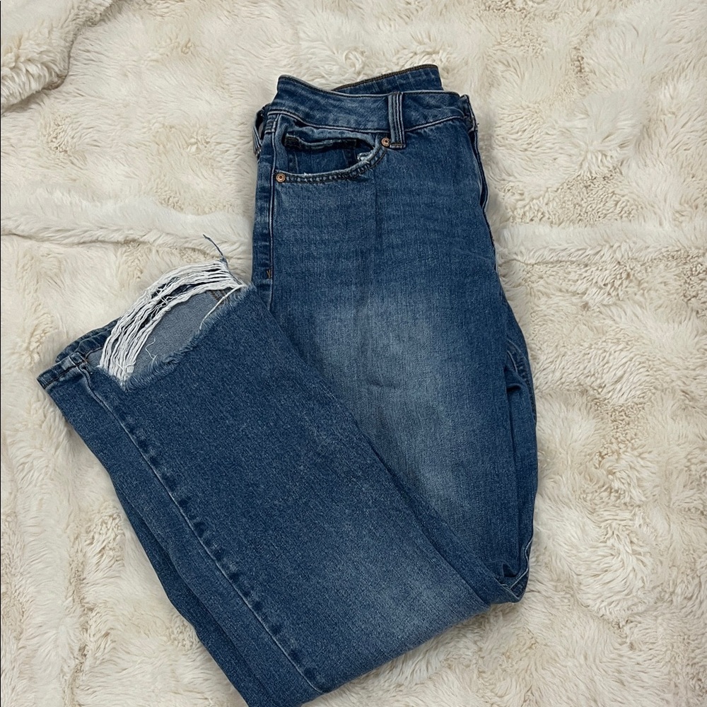 Sincerely Jules Distressed Blue Straight Leg Jeans